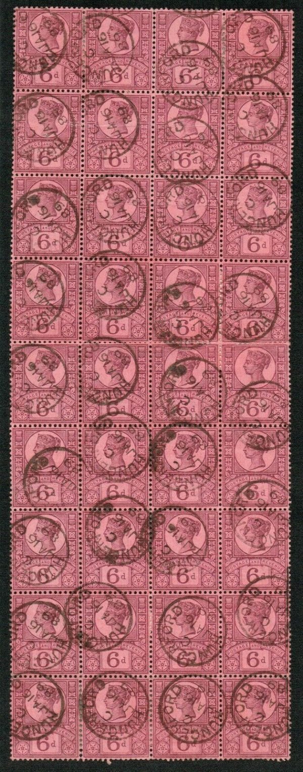 1887 sg208 6d superb exhibition quality block of 36