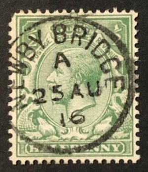 KGV sg351 ½d green with fine 1916 Newby Bridge cds