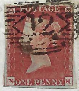 QV sg8 1d red (N-H) plate 52 on 1845 cover to Stourbridge