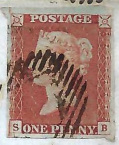 QV sg8 1d red (S-B) plate 60 (State 2) on 1845 wrapper to Bristol