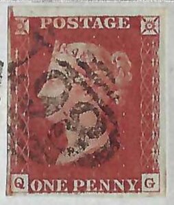 QV sg8 1d red (Q-G) plate 62 on 1845 wrapper to Stourbridge