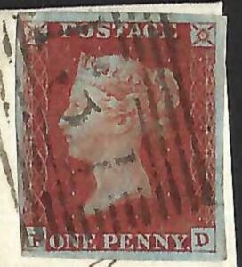 QV sg8 1d red (P-D) plate 66 on 1846 Edinburgh to Irvine wrapper
