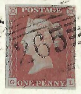QV sg8 1d red (G-L) plate 86 on 1849 part wrapper, Newburgh to Leslie via Edinburgh and Markinch