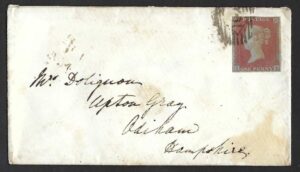 QV sg8 1d red (J-K) plate 119 on 1852 London to Adiham cover
