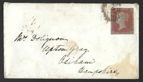 QV sg8 1d red (J-K) plate 119 on 1852 London to Adiham cover
