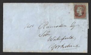 QV sg8 1d red (G-C) plate 106 on 1851 London to Wakefield entire