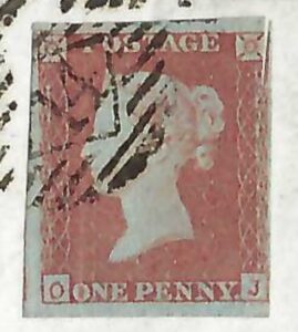 QV sg8 1d red (0-J) plate 120 on 1851 London to Wells entire