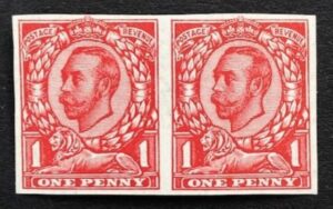 KGV 1912 sg350b (Spec N13e) 1d scarlet imperforate pair