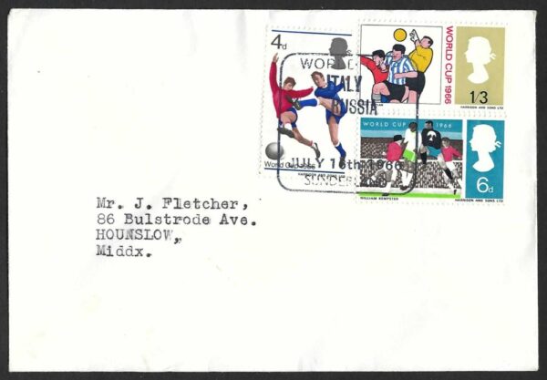 1966 World Cup cover with Italy v Russia (Sunderland) July 16th postmark