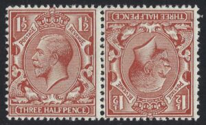 KGV SG 420a 1½d red-brown Tete-beche pair - lightly mounted mint