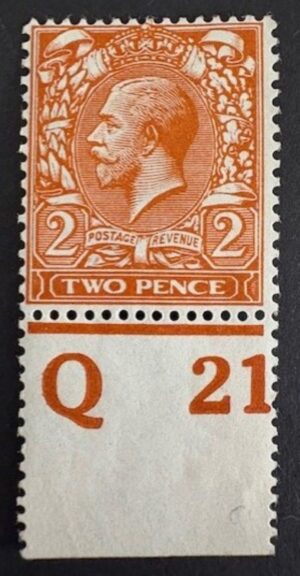 KGV SG 366/69 Spec N19(6) 2d brown-orange Control Q21 – mounted mint