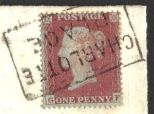 QV 1d red tied with fine boxed CHARLOTTE PLACE cancel on 1854 entire to Kelso