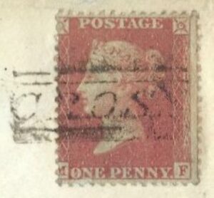 QV 1d red tied with fine Type VII CROSS cancel on 1856 cover to Rochdale