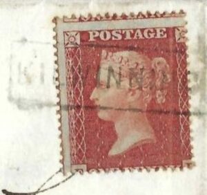 QV 1d red tied with Type VIII KILWINNING cancel on 1855 cover