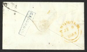 Fine CANONBIE and LANGHOLM postmarks on rear of 1853 cover 