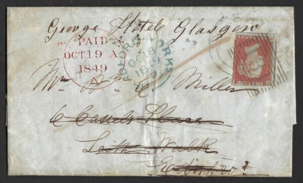 QV 1849 redirected EL with variety of postmarks