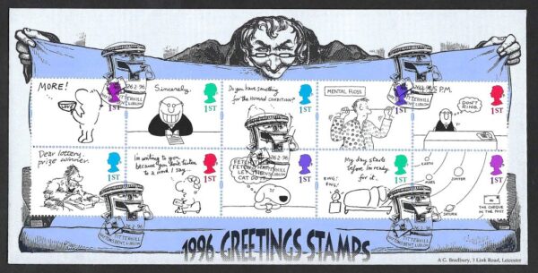 1996 Greetings - Cartoons limited edition Bradbury First Day Cover