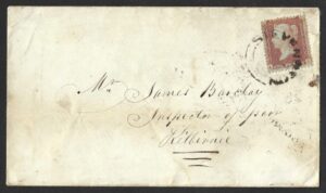 QV 1d red tied with Type XX STEVENSTON cancel on 1856 cover to Kilbirnie
