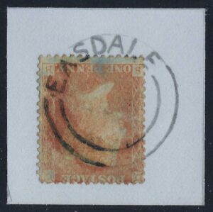 QV 1d red tied with EASDALE name-stamp in blue in 1851 on piece