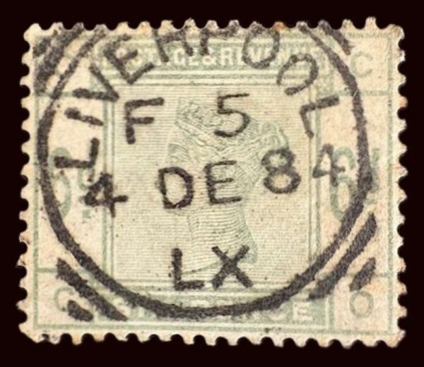 QV sg194 6d dull green (C-O) with fine 1884 Liverpool cds