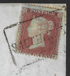 QV SG17 1d red tied with SAUCHIHALL handstamp on 185? wrapper
