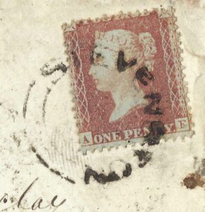 QV 1d red tied with Type XX STEVENSTON cancel on 1856 cover to Kilbirnie