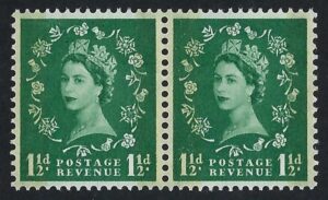 QEII 1959 Phosphor-Graphite sg601 1½d green pair - unmounted mint