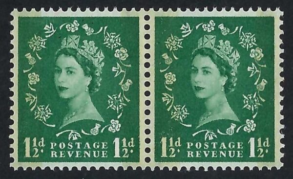 QEII 1959 Phosphor-Graphite sg601 1½d green pair - unmounted mint