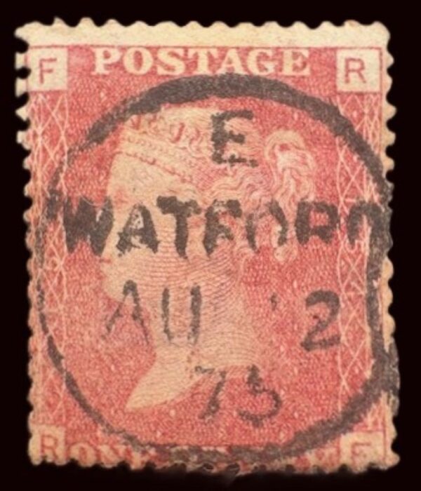 QV sg43 1d red (R-F) plate 154 with fine 1875 Watford cds