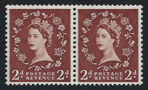 QEII sg543bd 2½d light red-brown pair (wmk sideways) mounted mint