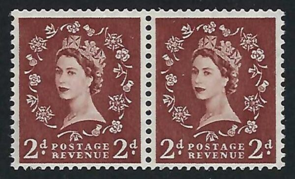 QEII sg543bd 2½d light red-brown pair (wmk sideways) mounted mint