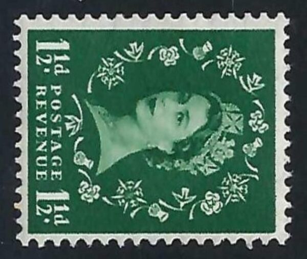QEII sg572 1½d green (wmk sideways) - unmounted mint