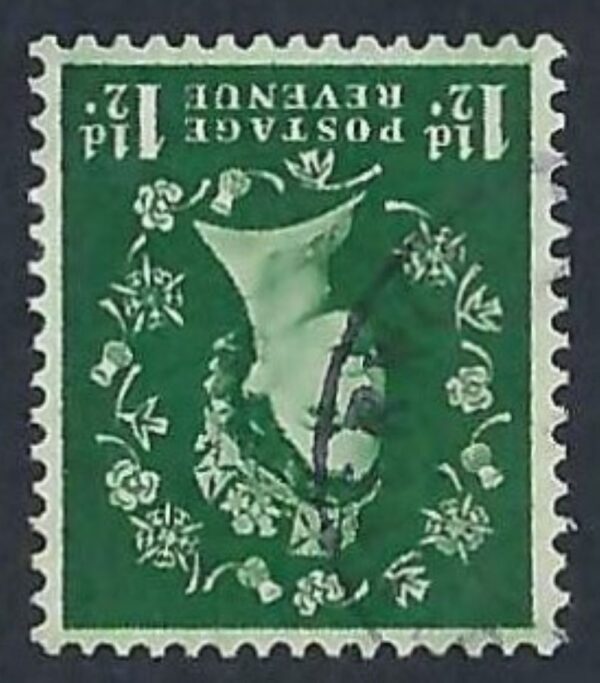 QEII 1960 Phosphor-issue sg612wi 1½d green (wmk inverted) – fine used