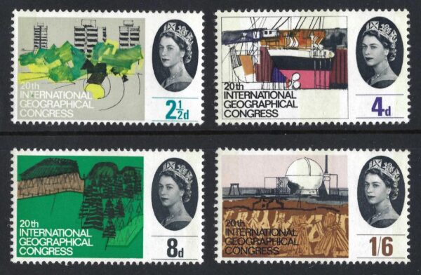 QEII 1964 Geographical Conference phosphor set sg651-sg654p - unmounted mint