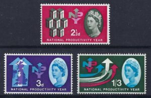 QEII 1962 NPY phosphor set sg631-sg633p – unmounted mint