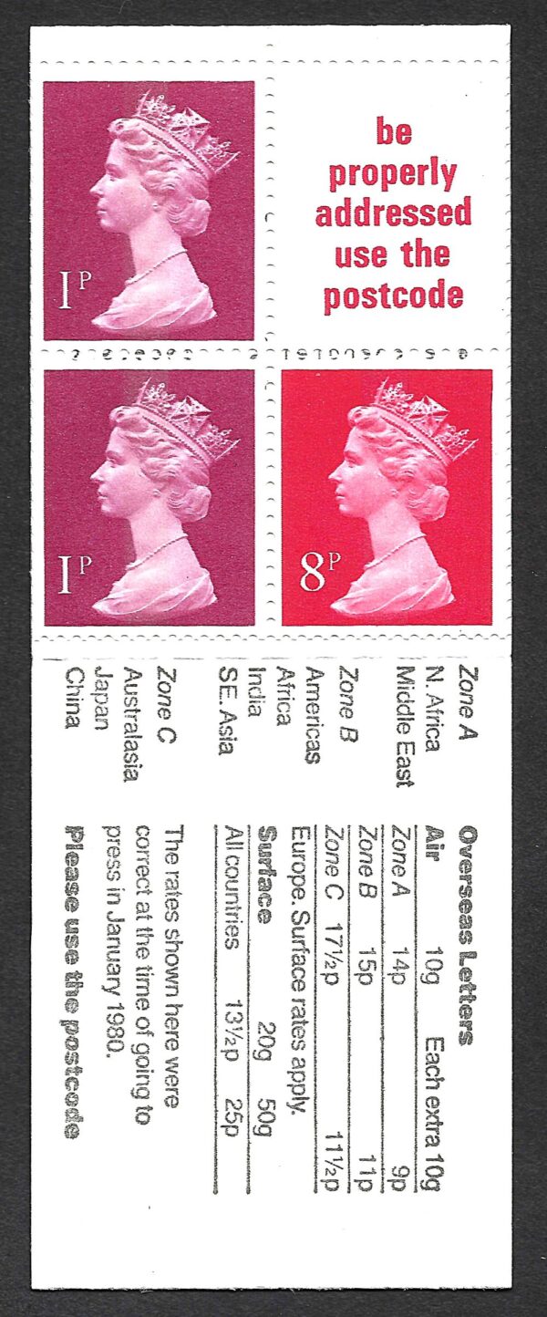 QEII 1979 booklet with Chambon printing Spec FA11ba (UMFB12A)