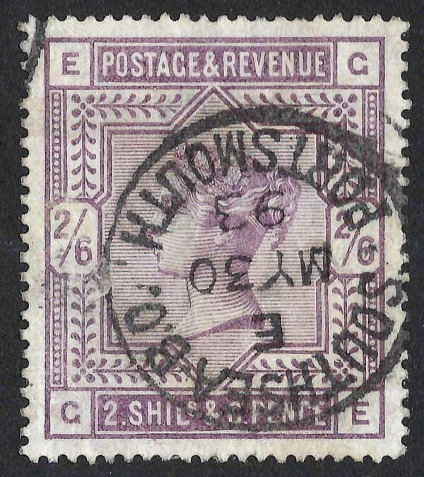 QV sg178 2s6d lilac (G-E) with 1893 Southsea Portsmouth cds