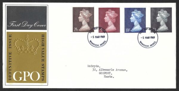 1969 High Value Machins FDC with Windsor, Berks cds
