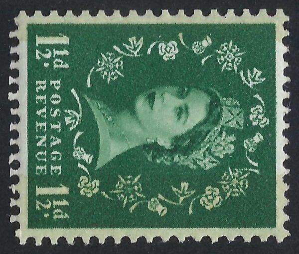 QEII 1960 Phosphor-issue sg612a 1½d green (wmk sideways) – unmounted mint