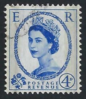 QEII 1959 Phosphor-Graphite sg608 4d ultramarine - fine used