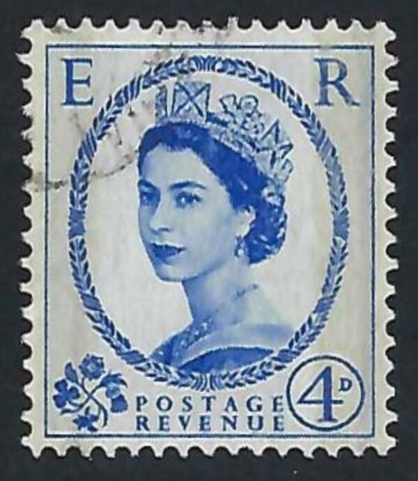 QEII 1959 Phosphor-Graphite sg608 4d ultramarine - fine used