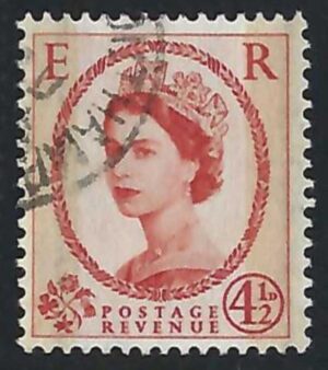 QEII 1959 Phosphor-Graphite sg609 4½d chestnut - fine used