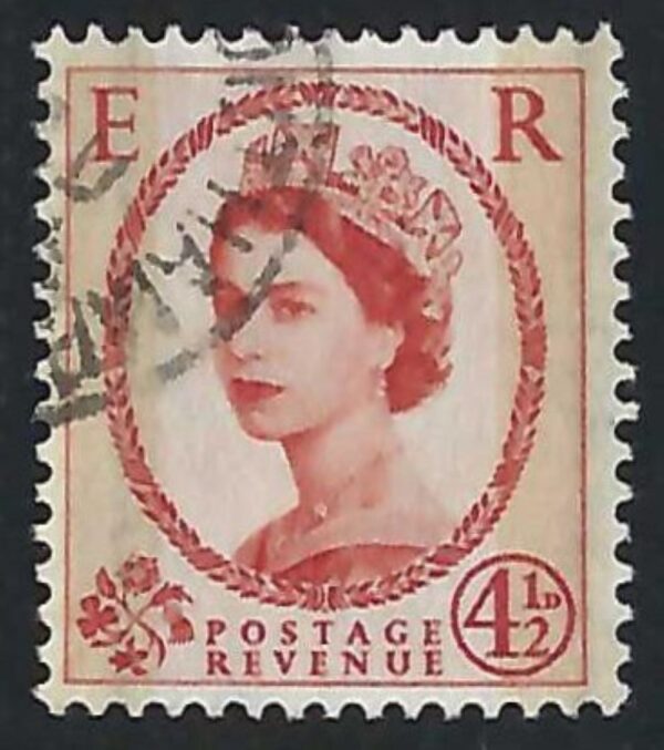 QEII 1959 Phosphor-Graphite sg609 4½d chestnut - fine used