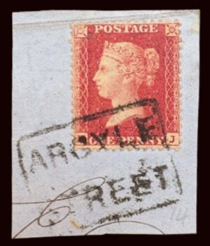 QV 1d red tied with fine boxed ARGYLL STREET cancel