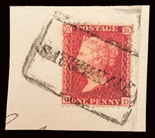 QV 1d red tied with fine boxed SAUCHIEHALL cancel