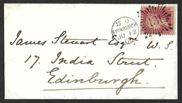 QV sg40 1d red tied to 1863 cover with super Brunswick Star cancel